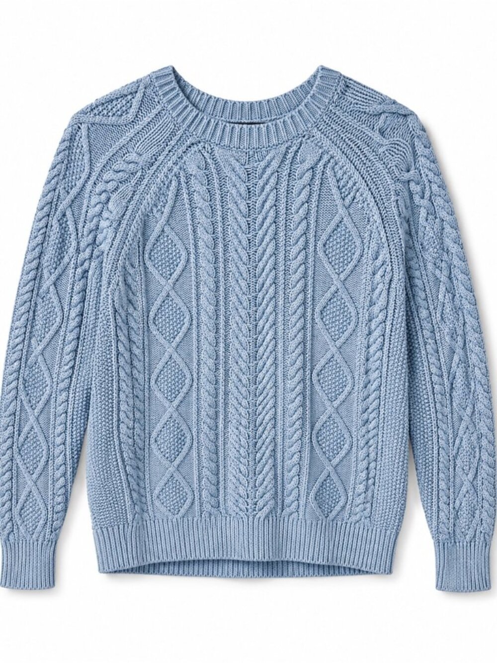 rag & bone Sky Blue Cable Knit Crewneck Sweater Chunky Pullover